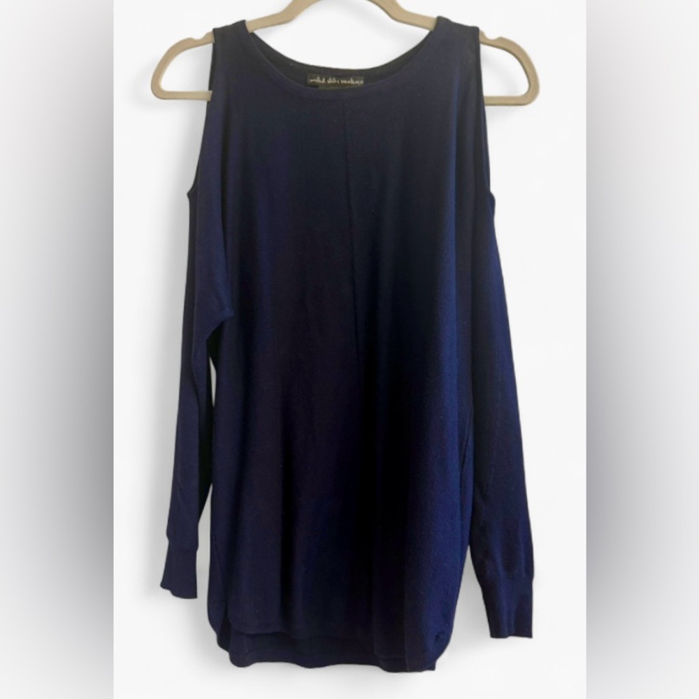 United States Sweaters Blue Cold Shoulder Sweater Size Small